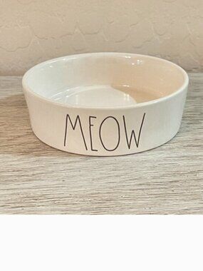 New Rae Dunn Meow Dish Pets Cats Artisan Collection Food Water